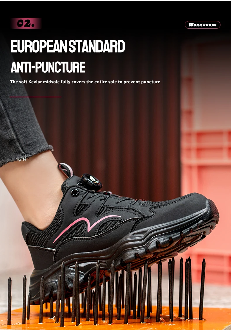 New Rotary Buckle Styles Women Safety Boots With Steel Toe Cap Anti-smash Work Sneakers Safety Shoes IndestructibleWork Boots