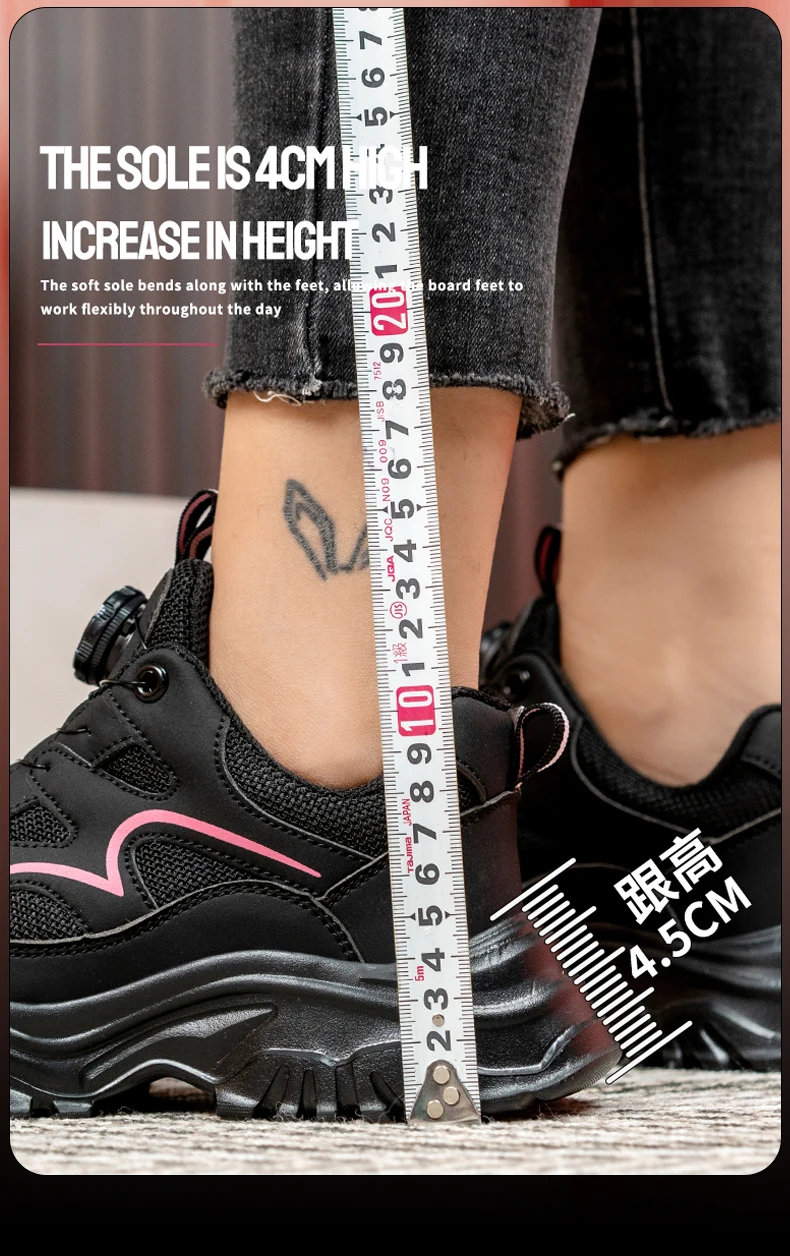 New Rotary Buckle Styles Women Safety Boots With Steel Toe Cap Anti-smash Work Sneakers Safety Shoes IndestructibleWork Boots