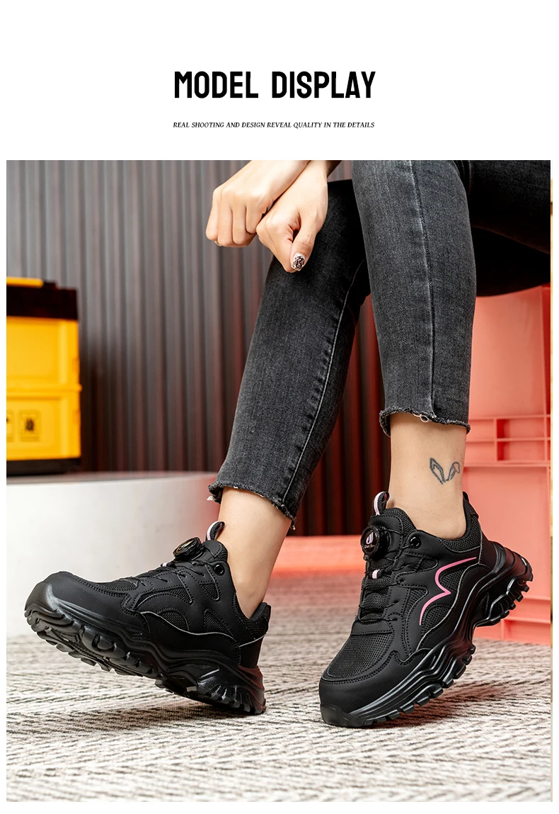 New Rotary Buckle Styles Women Safety Boots With Steel Toe Cap Anti-smash Work Sneakers Safety Shoes IndestructibleWork Boots