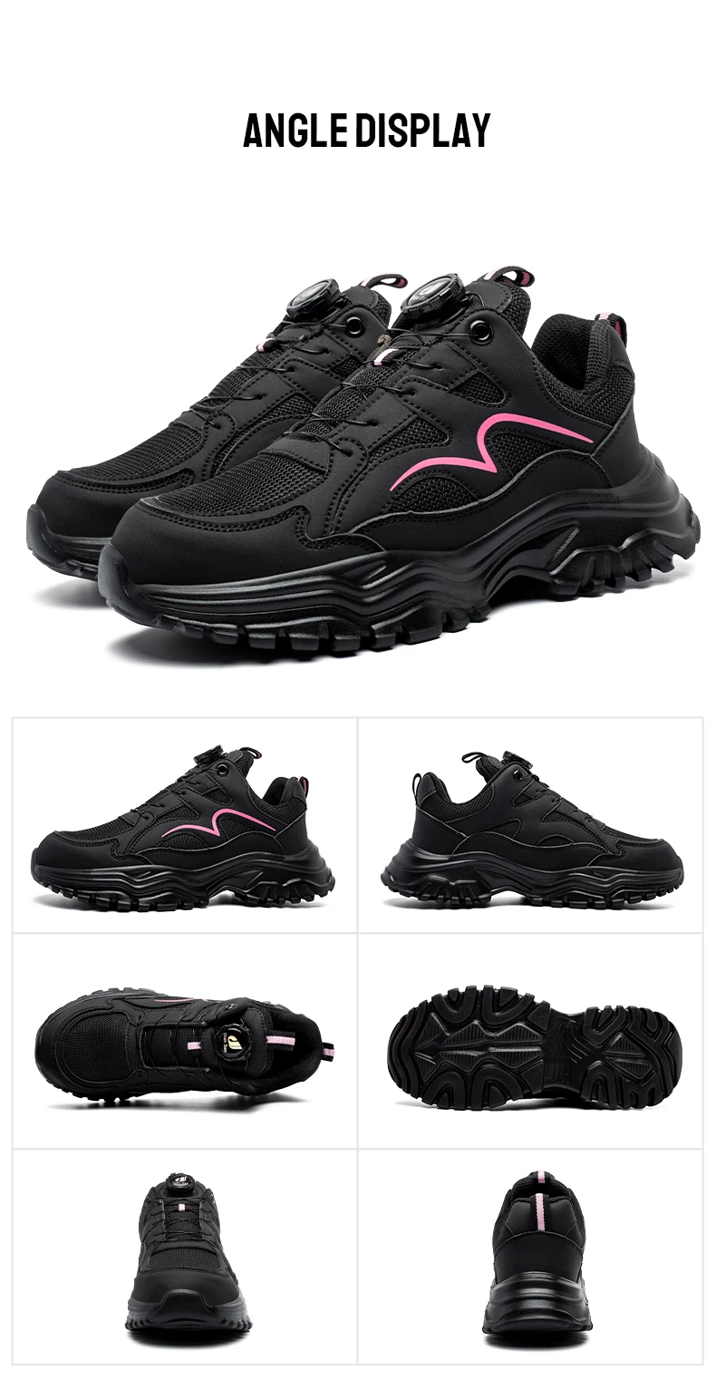 New Rotary Buckle Styles Women Safety Boots With Steel Toe Cap Anti-smash Work Sneakers Safety Shoes IndestructibleWork Boots