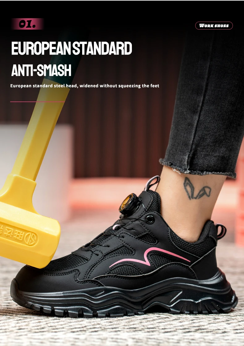 New Rotary Buckle Styles Women Safety Boots With Steel Toe Cap Anti-smash Work Sneakers Safety Shoes IndestructibleWork Boots