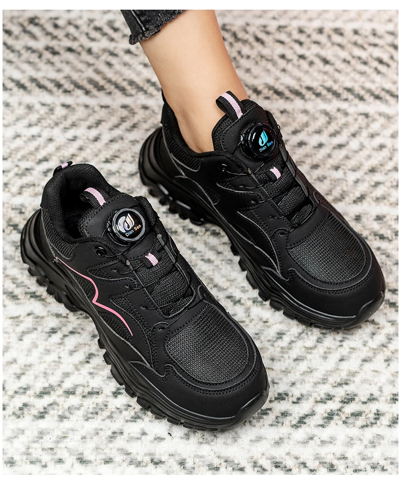 New Rotary Buckle Styles Women Safety Boots With Steel Toe Cap Anti-smash Work Sneakers Safety Shoes IndestructibleWork Boots