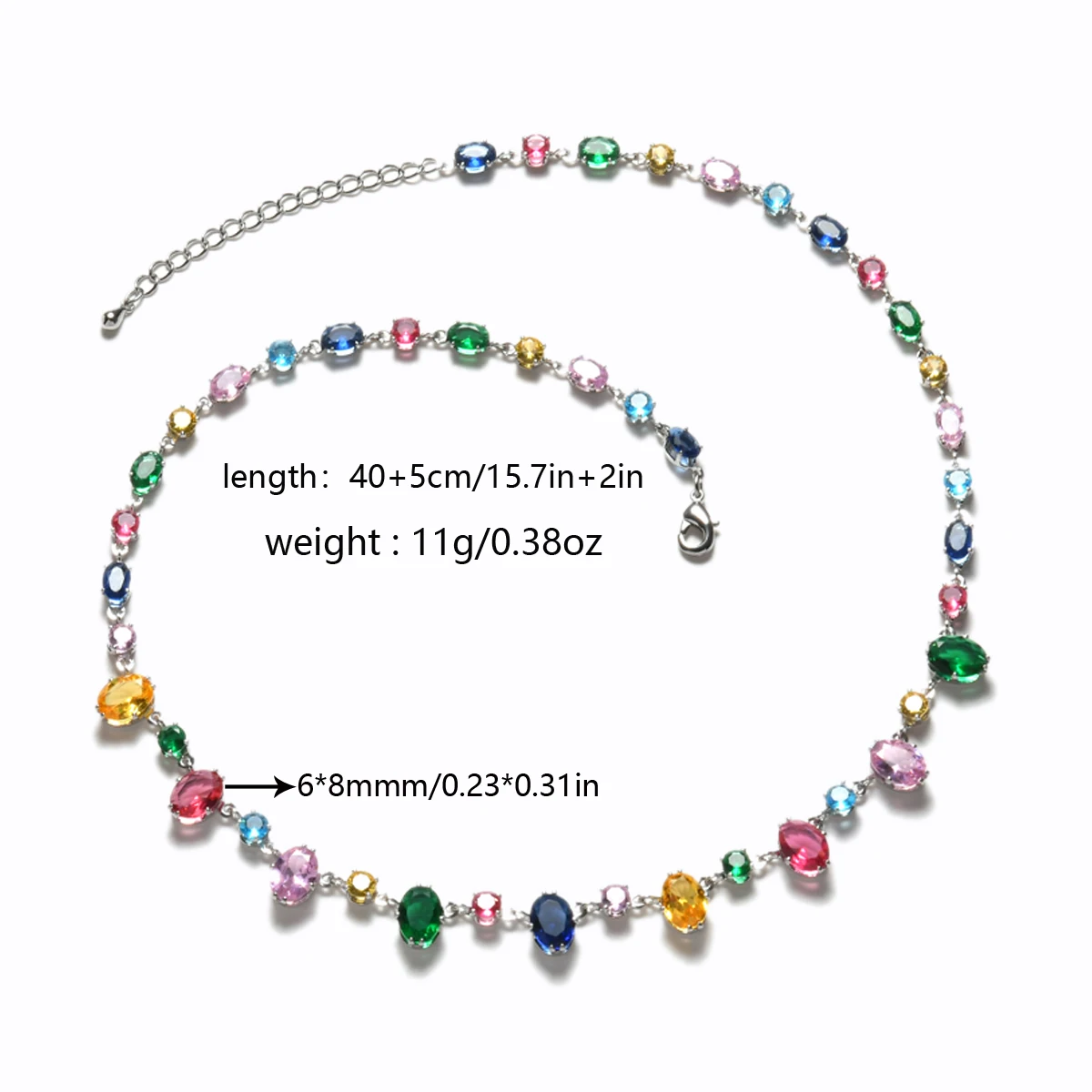 Personalized Trend Design Color Inlaid Zirconia Women's Necklace Bracelet Niche Fashion Holiday Party Accessories Jewelry Set