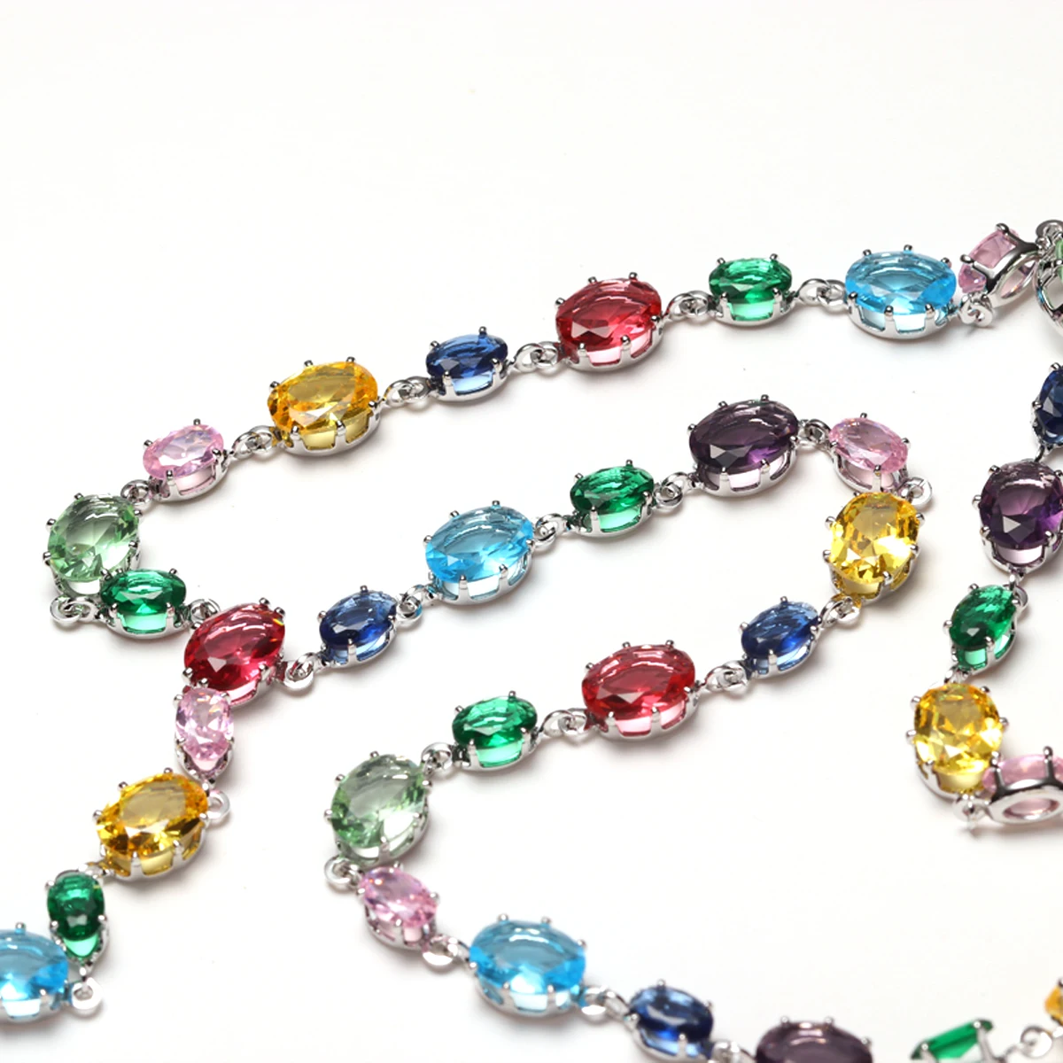 Personalized Trend Design Color Inlaid Zirconia Women's Necklace Bracelet Niche Fashion Holiday Party Accessories Jewelry Set