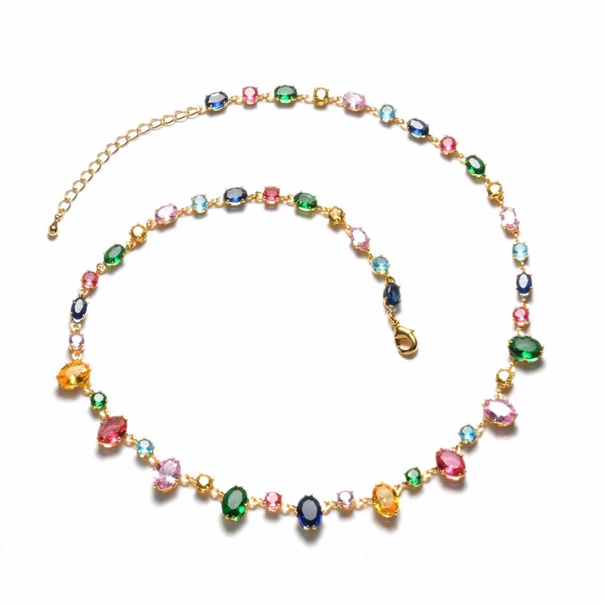 Personalized Trend Design Color Inlaid Zirconia Women's Necklace Bracelet Niche Fashion Holiday Party Accessories Jewelry Set