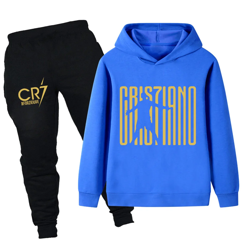 Creative Simple CR7 Printed Fans Hoodie Boys Fall and Winter Outdoor Sports Suit Kids Comfortable Warm Long Sleeve Suit