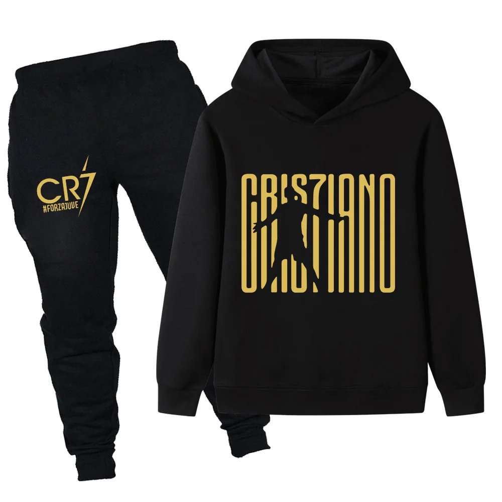 Creative Simple CR7 Printed Fans Hoodie Boys Fall and Winter Outdoor Sports Suit Kids Comfortable Warm Long Sleeve Suit
