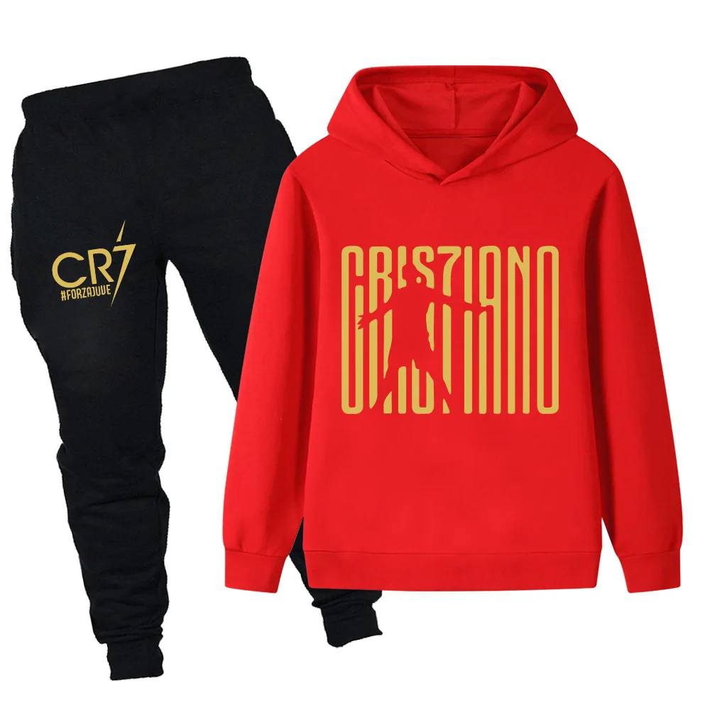 Creative Simple CR7 Printed Fans Hoodie Boys Fall and Winter Outdoor Sports Suit Kids Comfortable Warm Long Sleeve Suit
