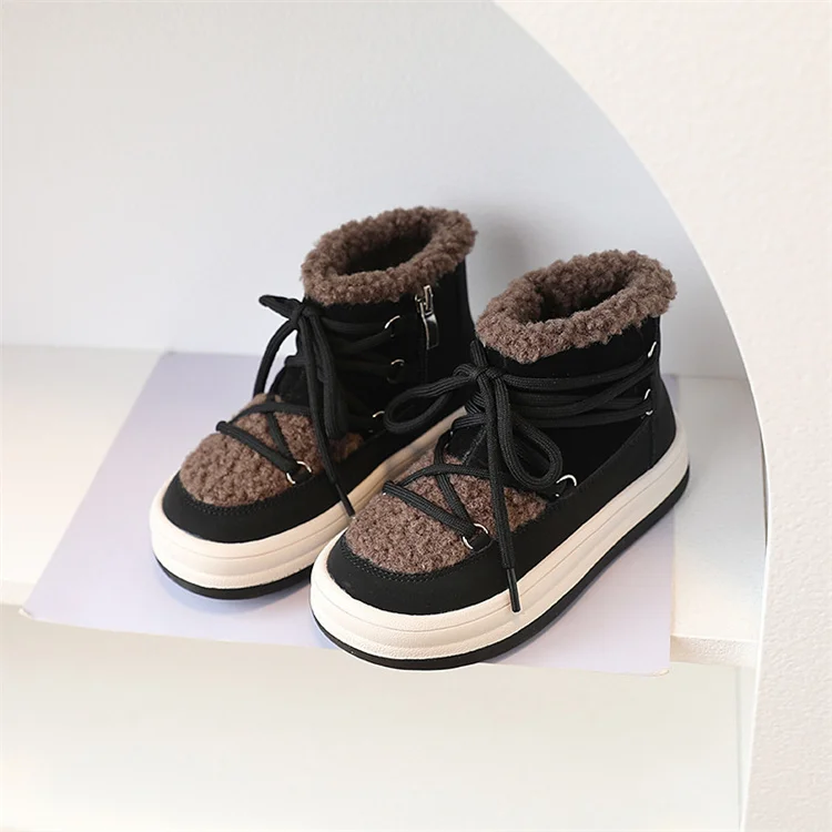 2025 New Autumn/Winter Children Boots For Boys Warm Plush Rubber Sole Toddler Kids Sneakers Fashion Girls Boots 21-30