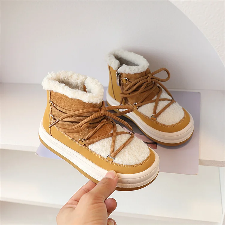 2025 New Autumn/Winter Children Boots For Boys Warm Plush Rubber Sole Toddler Kids Sneakers Fashion Girls Boots 21-30