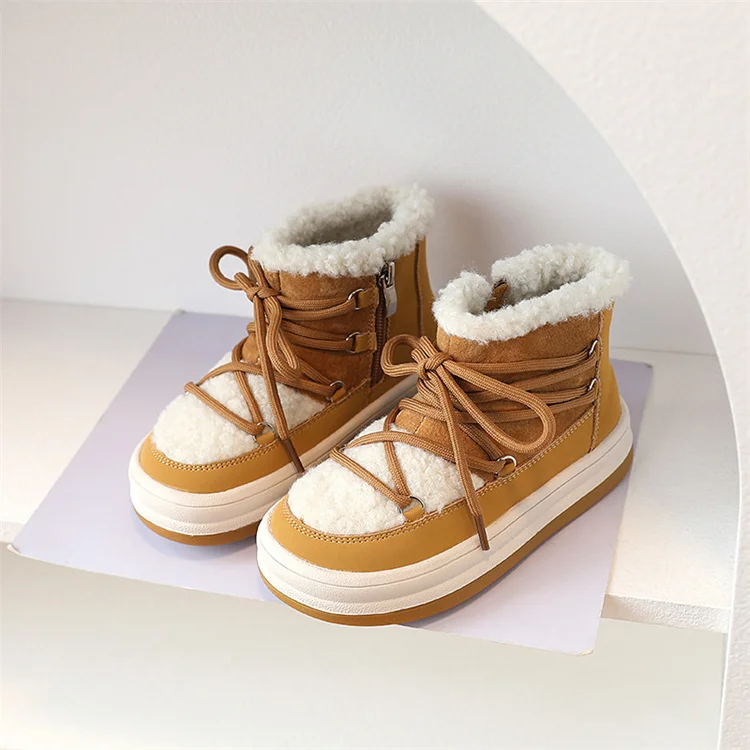 2025 New Autumn/Winter Children Boots For Boys Warm Plush Rubber Sole Toddler Kids Sneakers Fashion Girls Boots 21-30