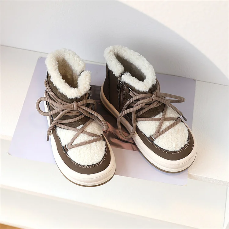 2025 New Autumn/Winter Children Boots For Boys Warm Plush Rubber Sole Toddler Kids Sneakers Fashion Girls Boots 21-30