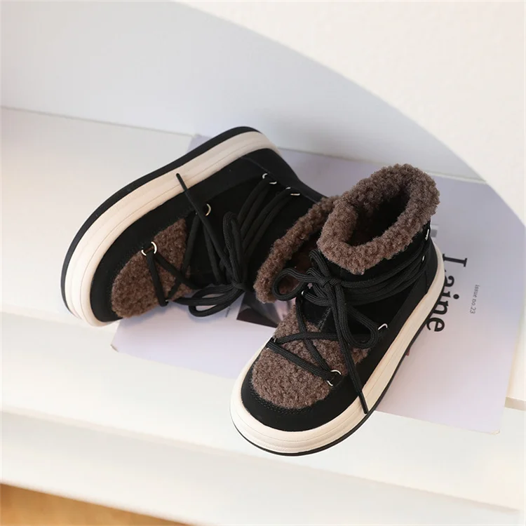2025 New Autumn/Winter Children Boots For Boys Warm Plush Rubber Sole Toddler Kids Sneakers Fashion Girls Boots 21-30