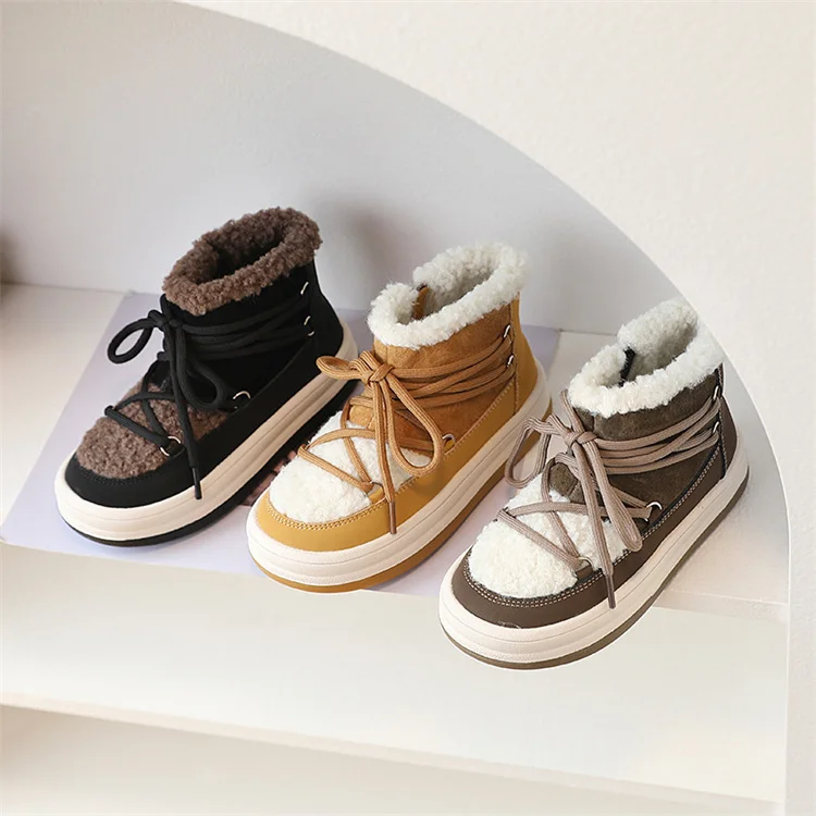 2025 New Autumn/Winter Children Boots For Boys Warm Plush Rubber Sole Toddler Kids Sneakers Fashion Girls Boots 21-30