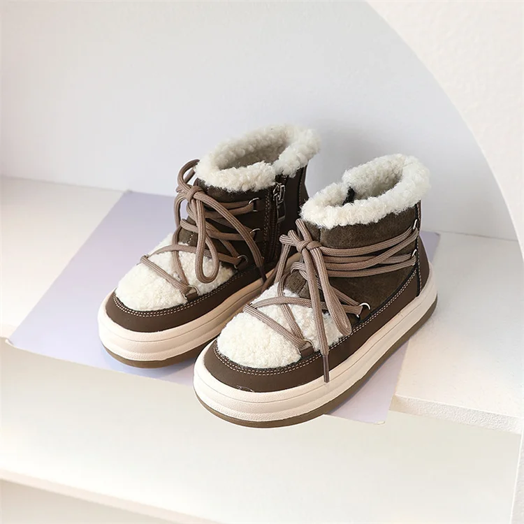 2025 New Autumn/Winter Children Boots For Boys Warm Plush Rubber Sole Toddler Kids Sneakers Fashion Girls Boots 21-30