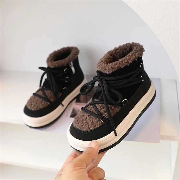 2025 New Autumn/Winter Children Boots For Boys Warm Plush Rubber Sole Toddler Kids Sneakers Fashion Girls Boots 21-30