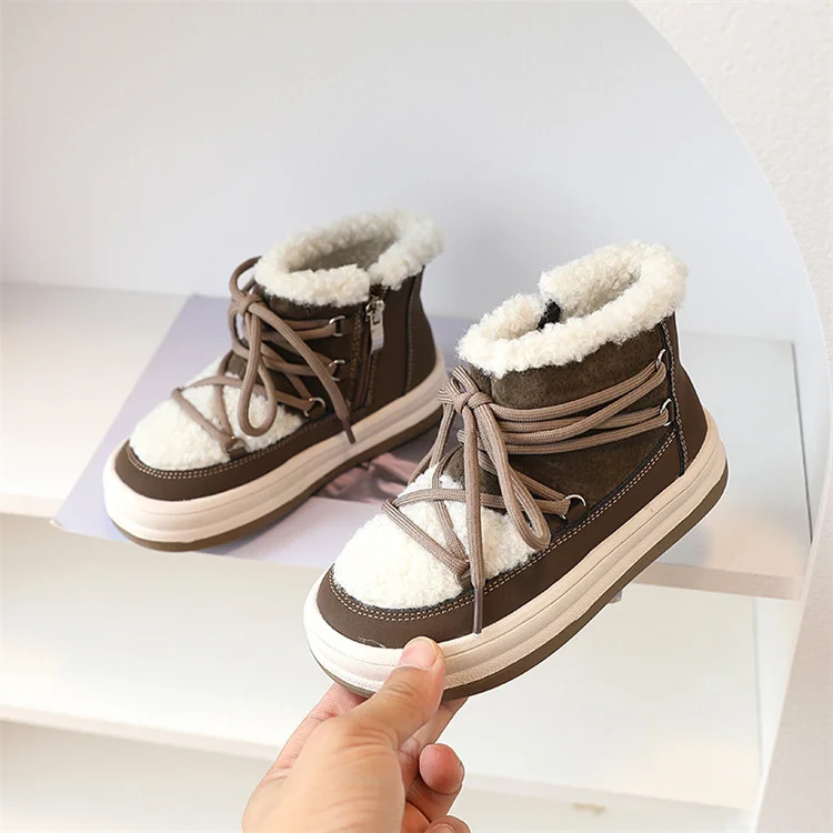 2025 New Autumn/Winter Children Boots For Boys Warm Plush Rubber Sole Toddler Kids Sneakers Fashion Girls Boots 21-30