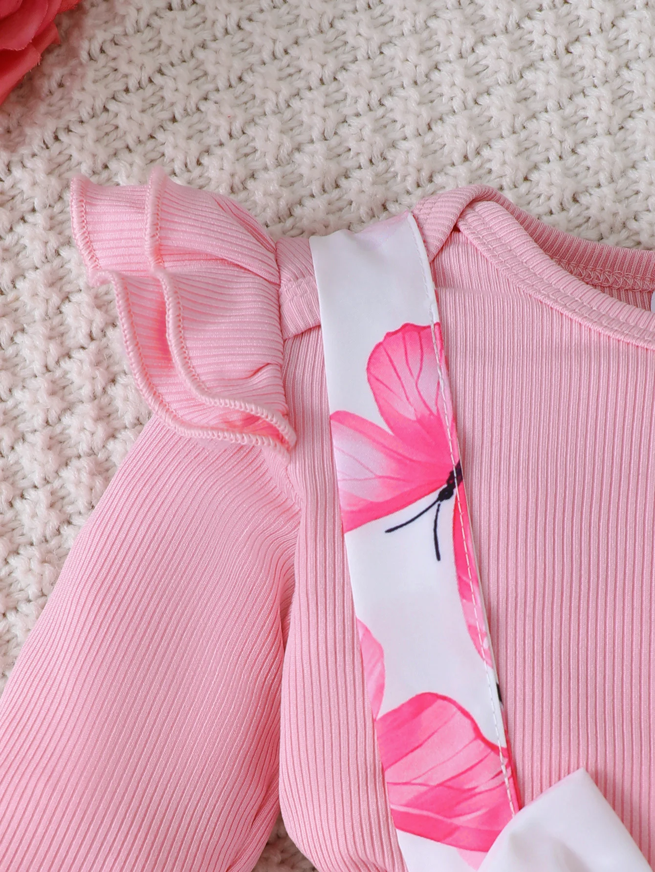 3Pcs Baby Girl Set Flying Sleeve Pit Strip jumpsuit+Printed Strap Pants+Headband Set 0-24 Months Baby Girl Spring Autumn Set