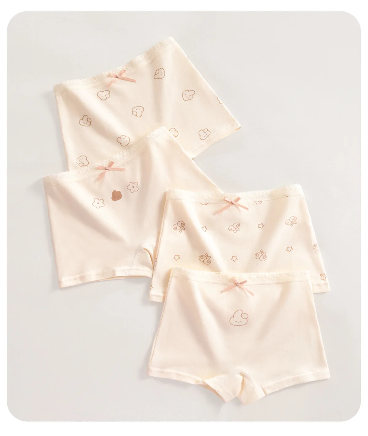 4-Pack Girls Cotton Boxer Underwear Soft Comfortable Breathable Non-Riding Design for Baby Toddler Kids Big Girls
