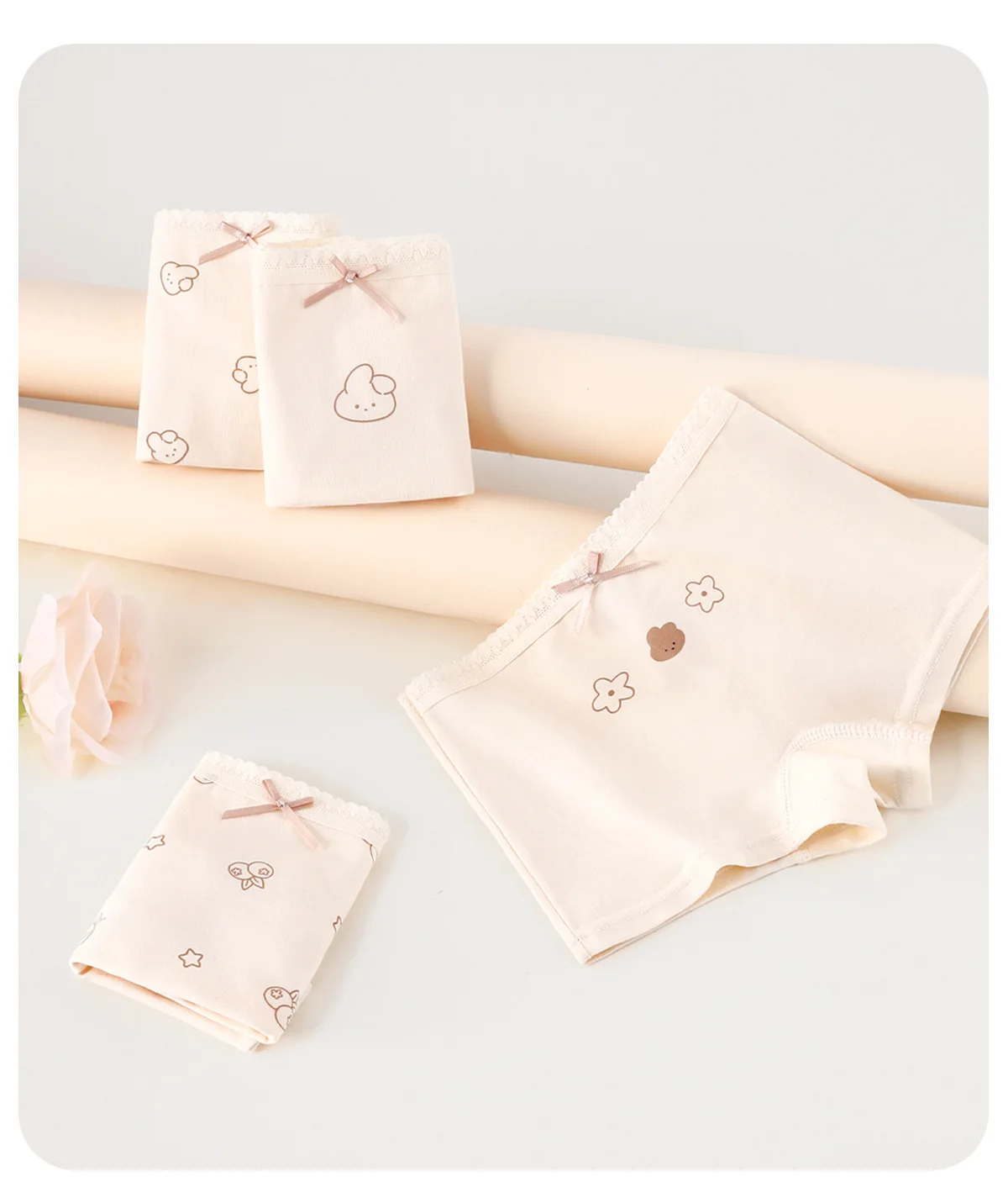 4-Pack Girls Cotton Boxer Underwear Soft Comfortable Breathable Non-Riding Design for Baby Toddler Kids Big Girls
