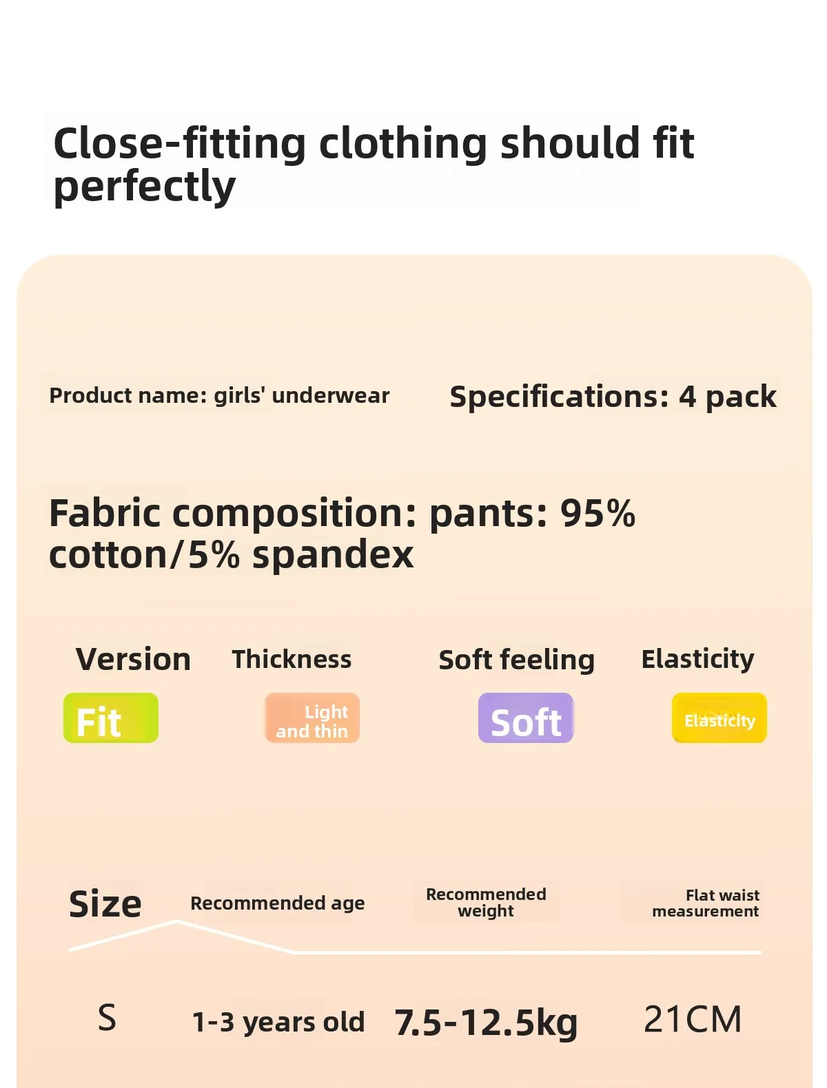 4-Pack Girls Cotton Boxer Underwear Soft Comfortable Breathable Non-Riding Design for Baby Toddler Kids Big Girls