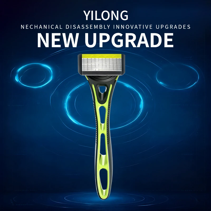 10-Blade Razor for Men Women with 1 Handle & 4 Refills, Stainless Steel Replaceable Shaver Blades, Manual Grooming Kit
