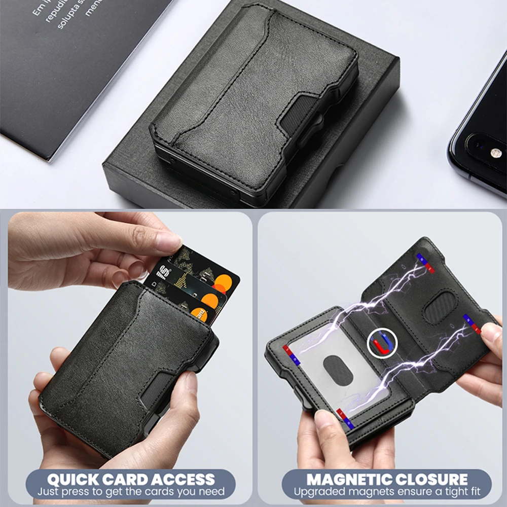 Wallet for Men,Minimalist Slim Mens Wallet with Money Clip,RFID Blocking Smart Pop Up Card Wallet,Metal Credit Card Holder