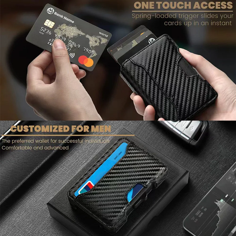Wallet for Men,Minimalist Slim Mens Wallet with Money Clip,RFID Blocking Smart Pop Up Card Wallet,Metal Credit Card Holder