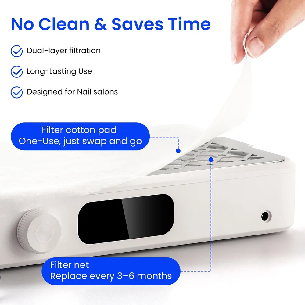 2500/2800/3000/3300/3500rpm Speed Adjustable Brushless Nail Dust Collector Powerful Twin Turbo Vacuum Nail Dust Extractor