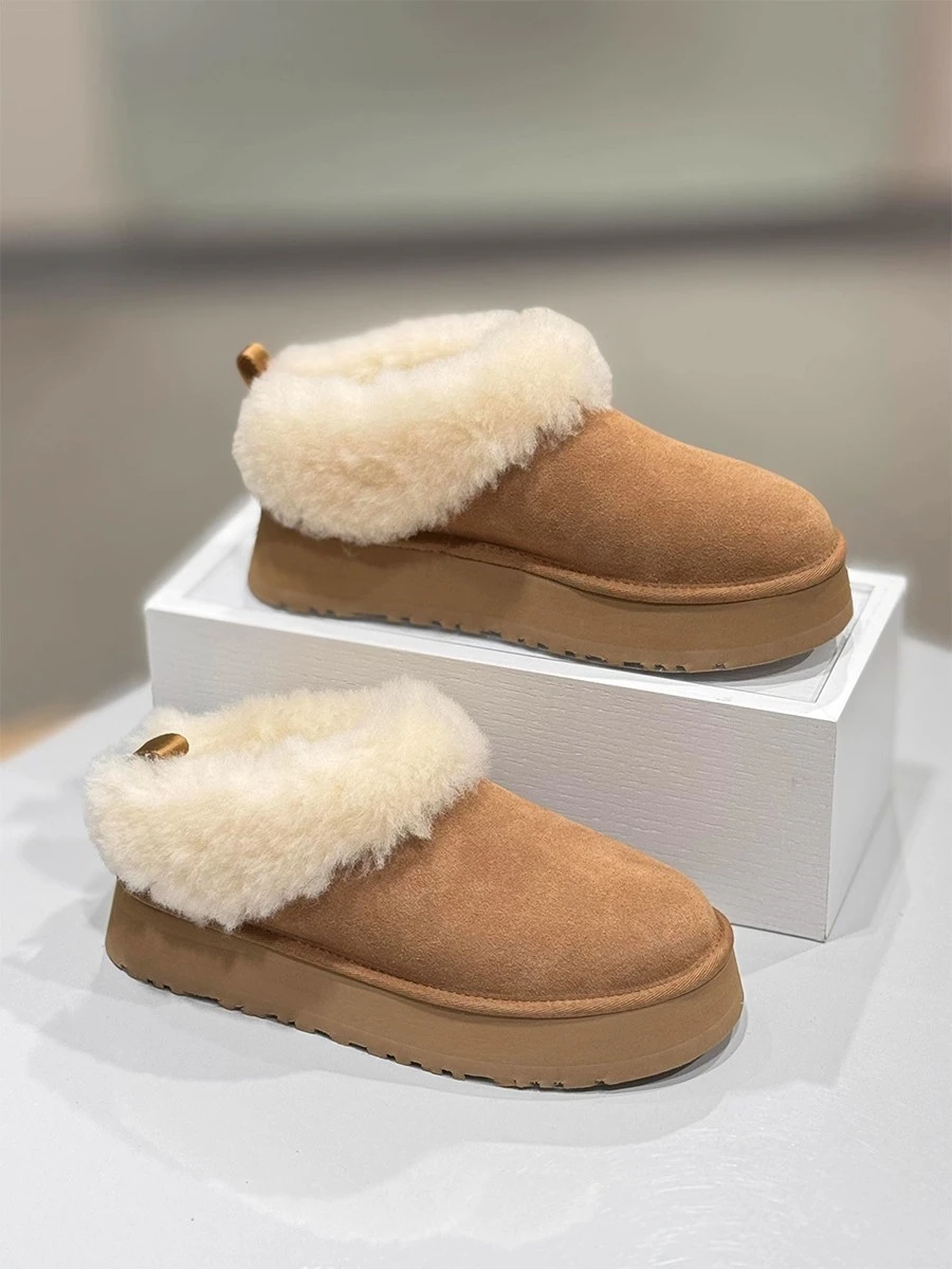 Women Ankle Snow Boots Fashion Platform Low Top Slippers Home Room Cotton Shoes Women's Outdoor Winter Warm Non Slip Boots