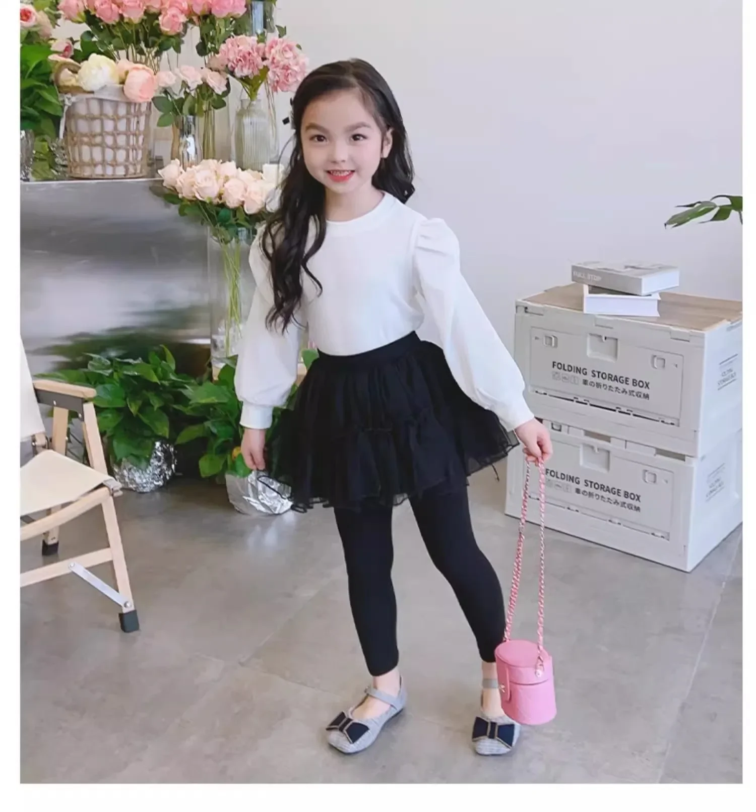 Kids' Leggings with Mesh Skirt - Fake Two-Piece Design for Girls 2-7 Years, Comfortable & Stylish Bottoms Leggins for Kids Girl