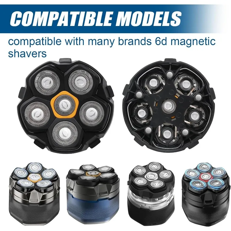 For Magnetic 6 Blade Head Shaver Replacement Heads for DOAO JoyKoi Solimpia Singphere AEXIRI Head Shaver