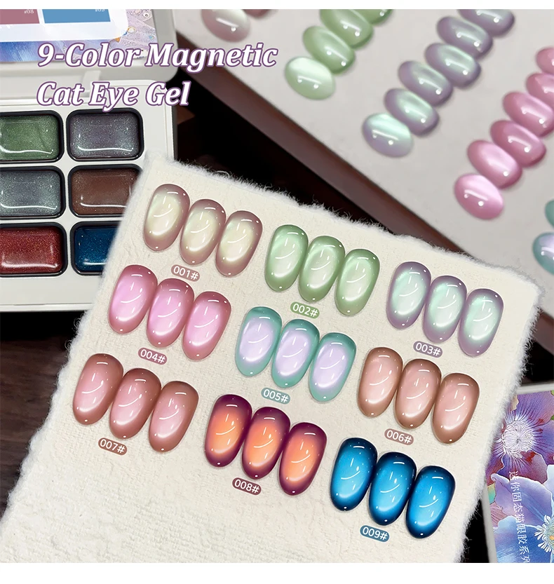 Jillradia 9 Colors Cat Eye Patting Gel Smudge Canned High Saturation Popular Semi-Solid Nail Polish Gel Nail Salon Special