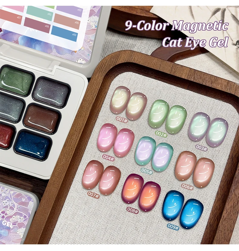 Jillradia 9 Colors Cat Eye Patting Gel Smudge Canned High Saturation Popular Semi-Solid Nail Polish Gel Nail Salon Special