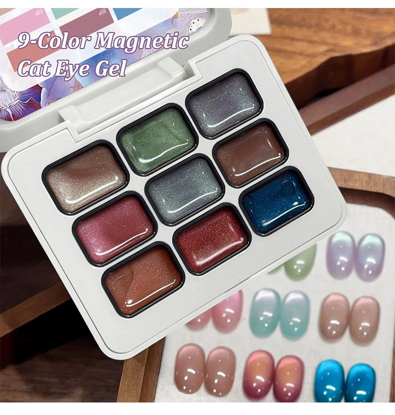 Jillradia 9 Colors Cat Eye Patting Gel Smudge Canned High Saturation Popular Semi-Solid Nail Polish Gel Nail Salon Special