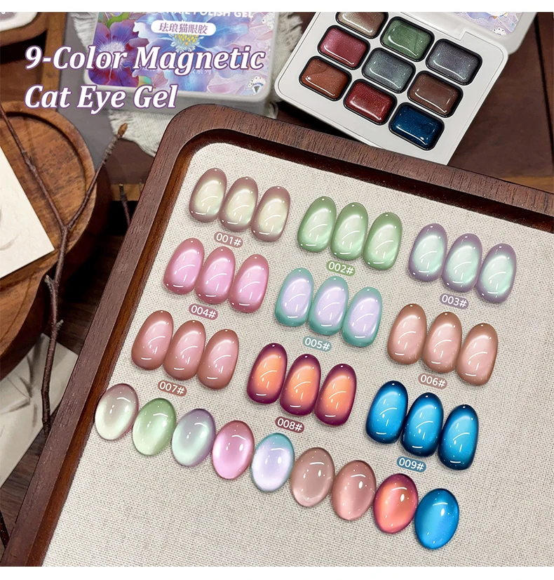 Jillradia 9 Colors Cat Eye Patting Gel Smudge Canned High Saturation Popular Semi-Solid Nail Polish Gel Nail Salon Special