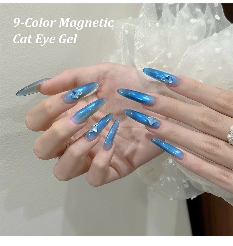 Jillradia 9 Colors Cat Eye Patting Gel Smudge Canned High Saturation Popular Semi-Solid Nail Polish Gel Nail Salon Special
