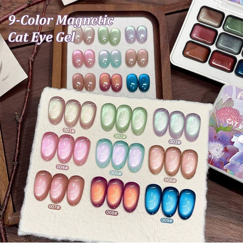 Jillradia 9 Colors Cat Eye Patting Gel Smudge Canned High Saturation Popular Semi-Solid Nail Polish Gel Nail Salon Special