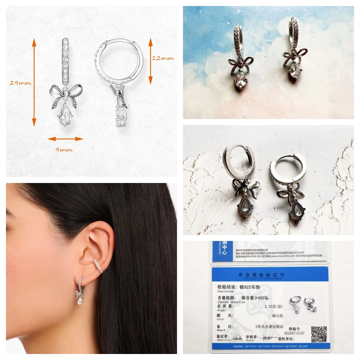 Bowknot Snake Sword Heart Tooth Creole Hinged Hoop Earrings Fine Jewelry For Women Vintage Gift In Real 925 Sterling Silver