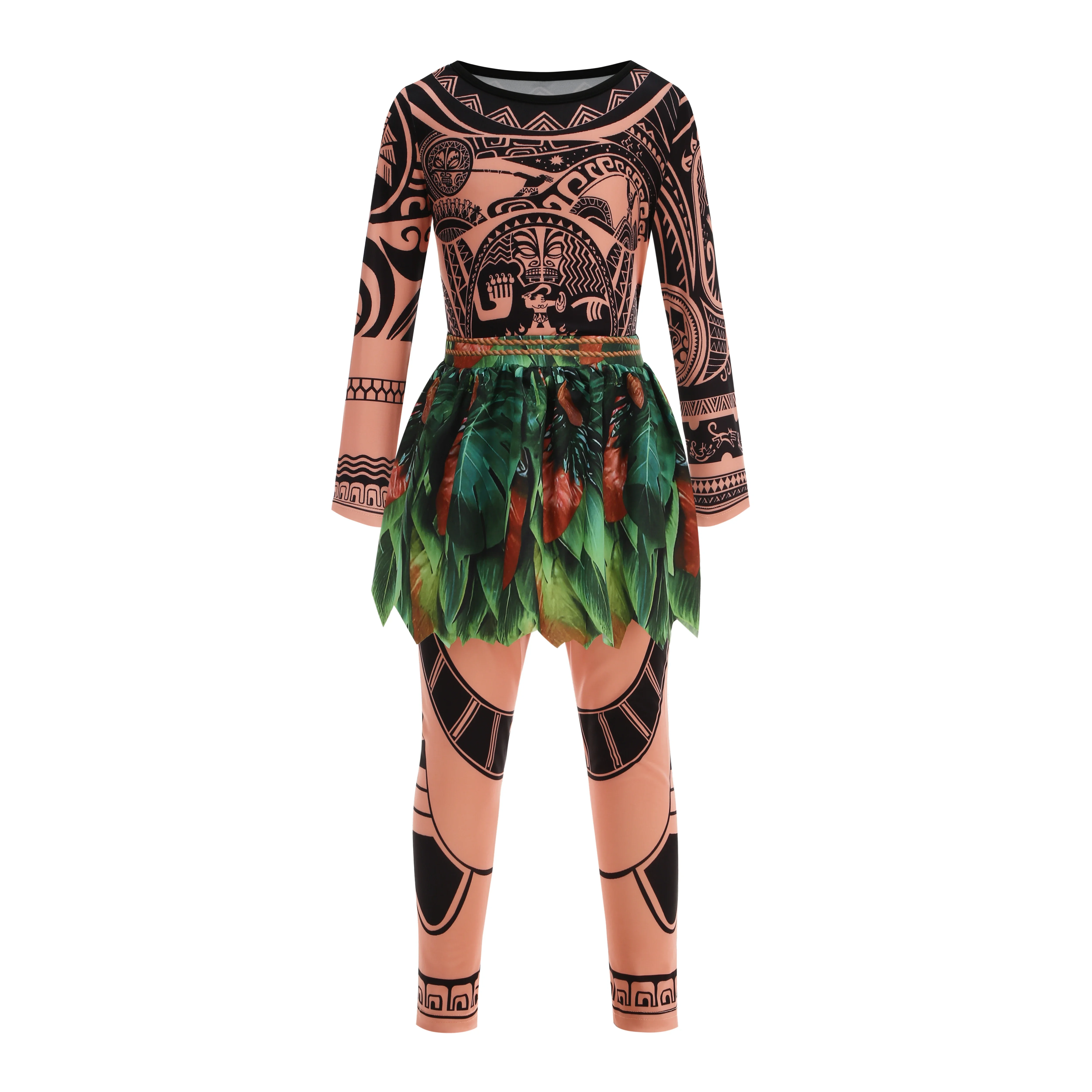 Moana Movie Cartoon characters Maui Kids Boys Costume Maui Tattoo Top+Pants 2Pcs Sets Birthday Children With Fish hook knife