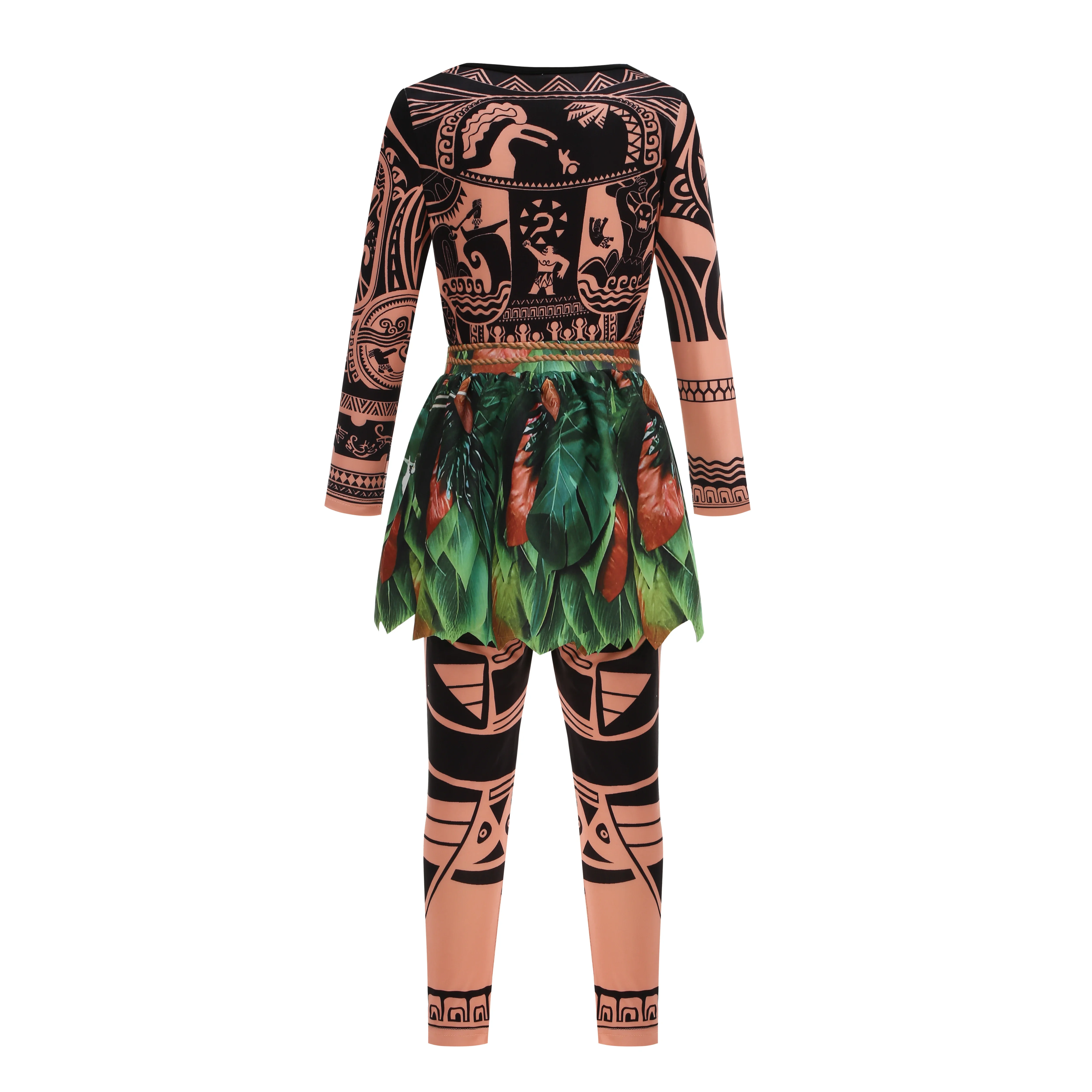 Moana Movie Cartoon characters Maui Kids Boys Costume Maui Tattoo Top+Pants 2Pcs Sets Birthday Children With Fish hook knife