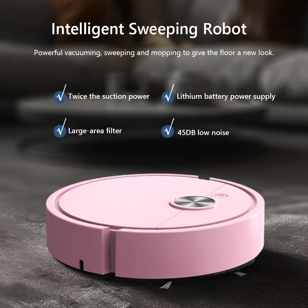 3 in 1 Sweeping Robot Rechargeable Vacuum Mop Robot Strong Suction Compact Cleaning Machine for Pet Hair Stubborn Dirt