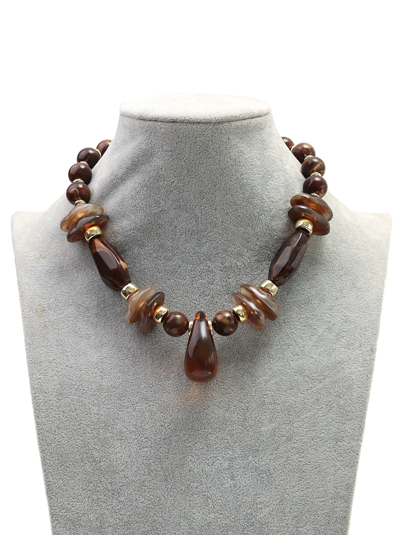 Vintage Acrylic Irregular Geometric Beads Necklaces for Women Exaggerated Resin Waterdrop Pendant Choker Handmade Jewelry Gifts