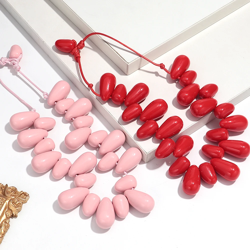 Vintage Acrylic Irregular Geometric Beads Necklaces for Women Exaggerated Resin Waterdrop Pendant Choker Handmade Jewelry Gifts
