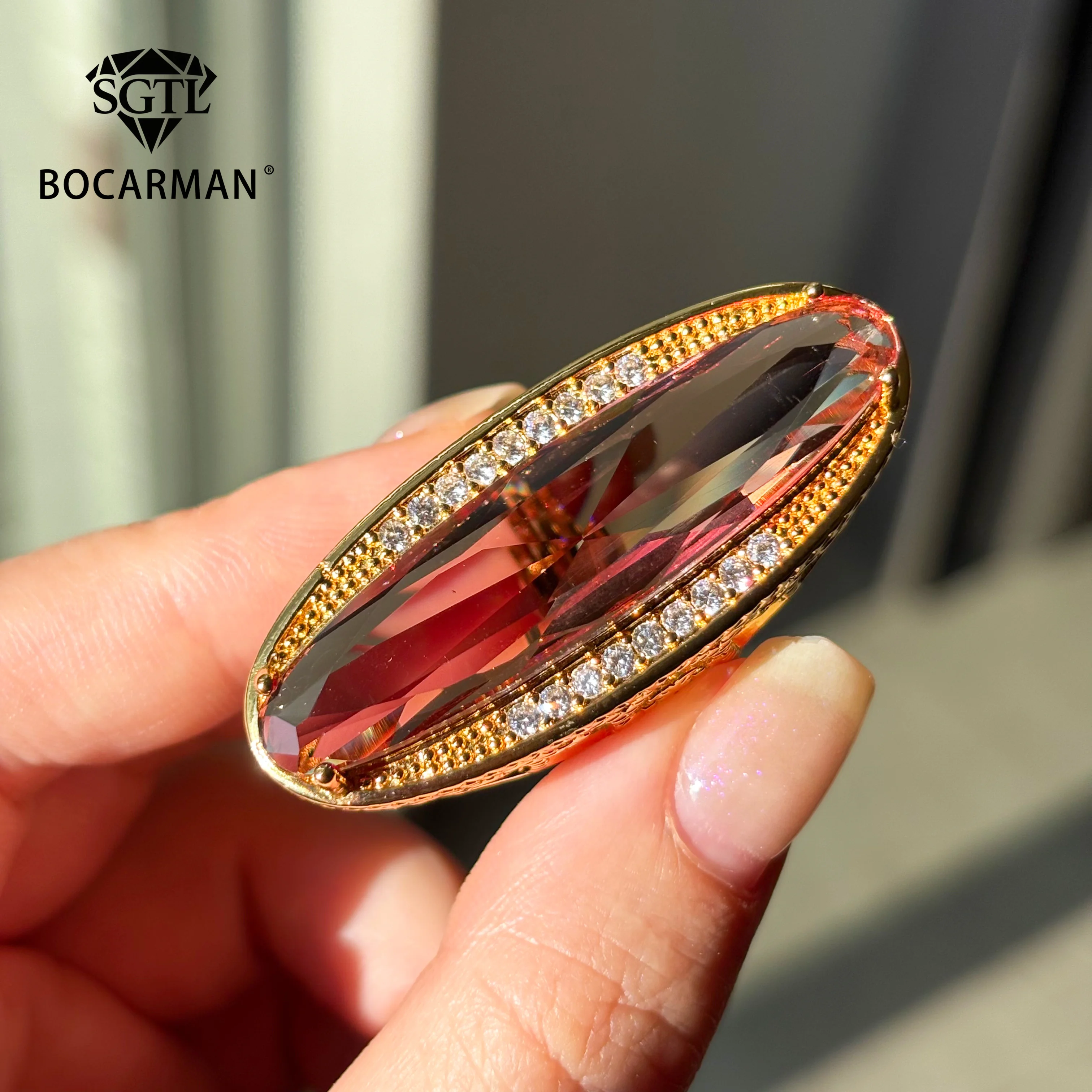 Turkish Sultanite Color-Changing Stone Oval Cut Rings for Women Change Different Colors According to Different Light Sources