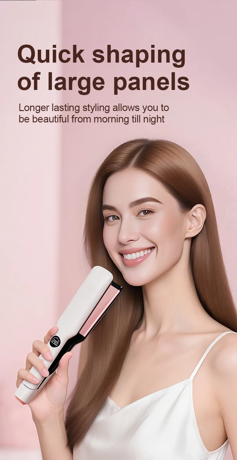 Professional Hair Straightener Curling Iron Ceramic Flat Iron Negative Ion Wide Plate Temperature Adjustable Hair Straightener