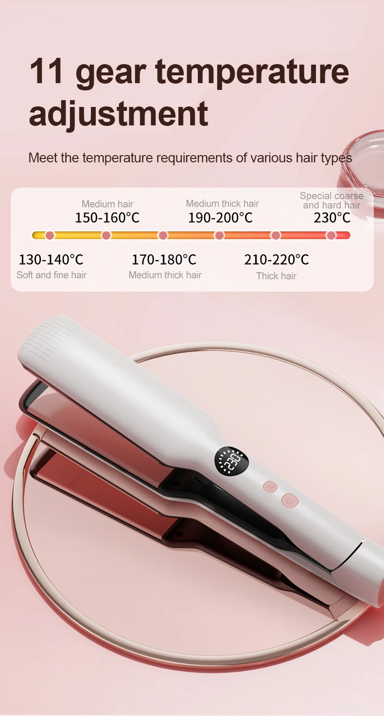 Professional Hair Straightener Curling Iron Ceramic Flat Iron Negative Ion Wide Plate Temperature Adjustable Hair Straightener