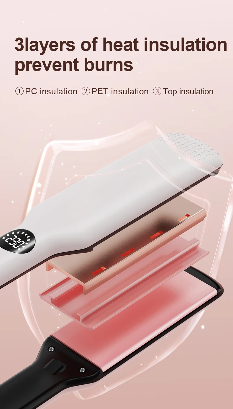 Professional Hair Straightener Curling Iron Ceramic Flat Iron Negative Ion Wide Plate Temperature Adjustable Hair Straightener