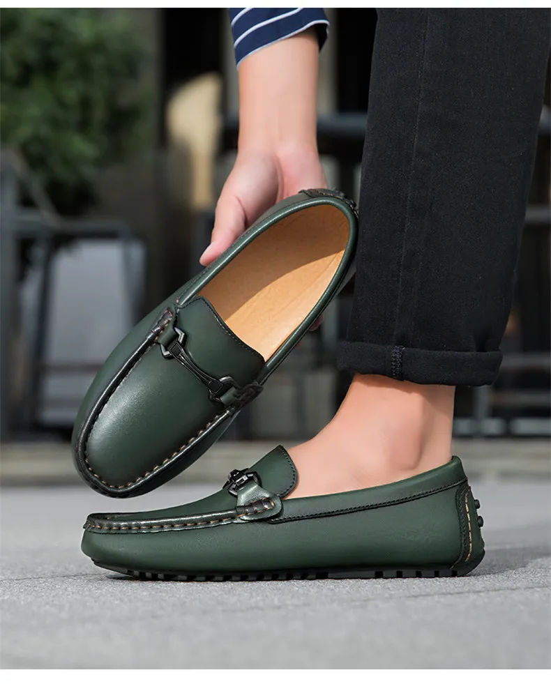 Genuine Leather Men Casual Shoes Luxury Brand Mens Loafers Moccasins Breathable Slip on Italian Driving Shoes Chaussure Homme