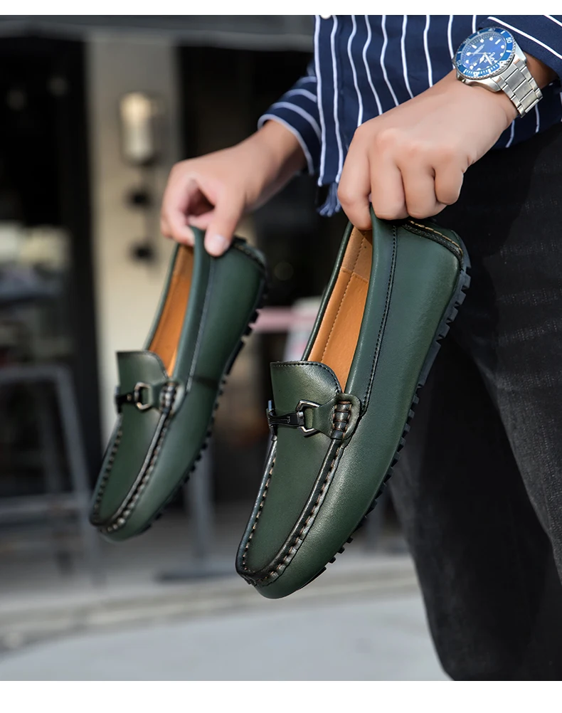 Genuine Leather Men Casual Shoes Luxury Brand Mens Loafers Moccasins Breathable Slip on Italian Driving Shoes Chaussure Homme